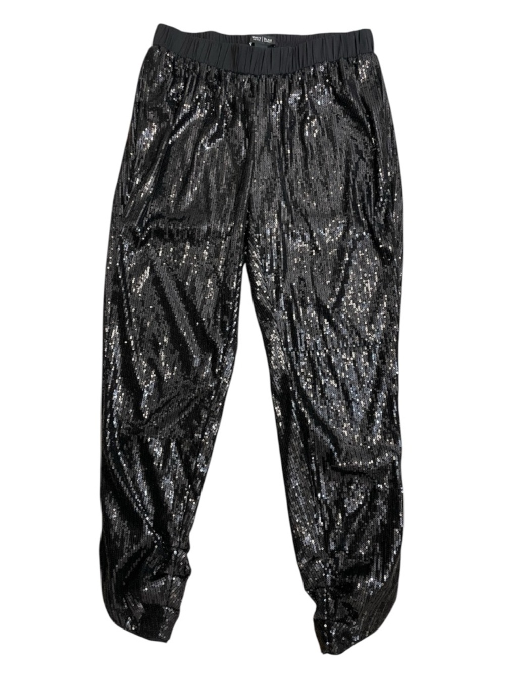 White House Black Market Black Sequin Tapered Ankle Pants